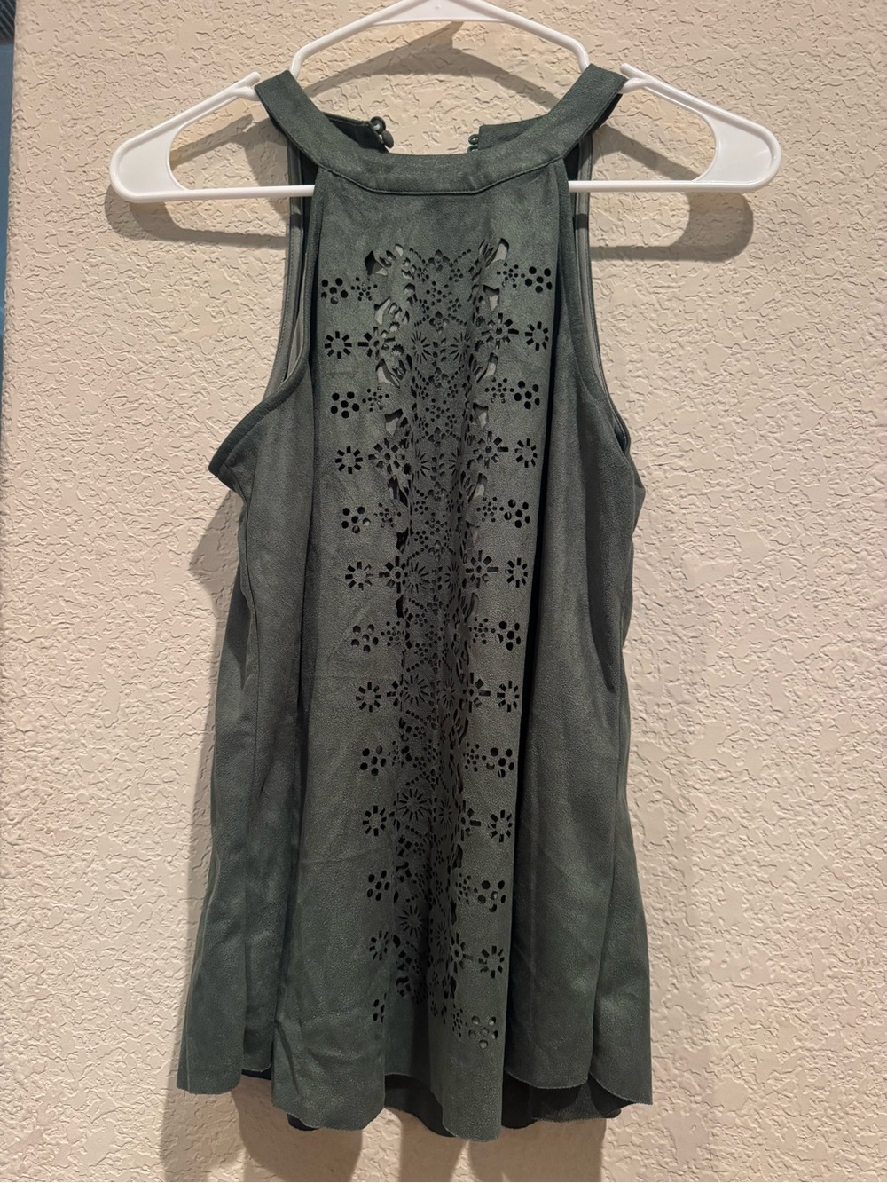 Altar'd State Olive Green Laser-Cut Halter Tank